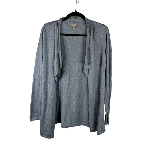 J. Jill Womens Size M Long Sleeve Open Front Cardigan Sweater Cotton Blend Blue - Picture 1 of 7